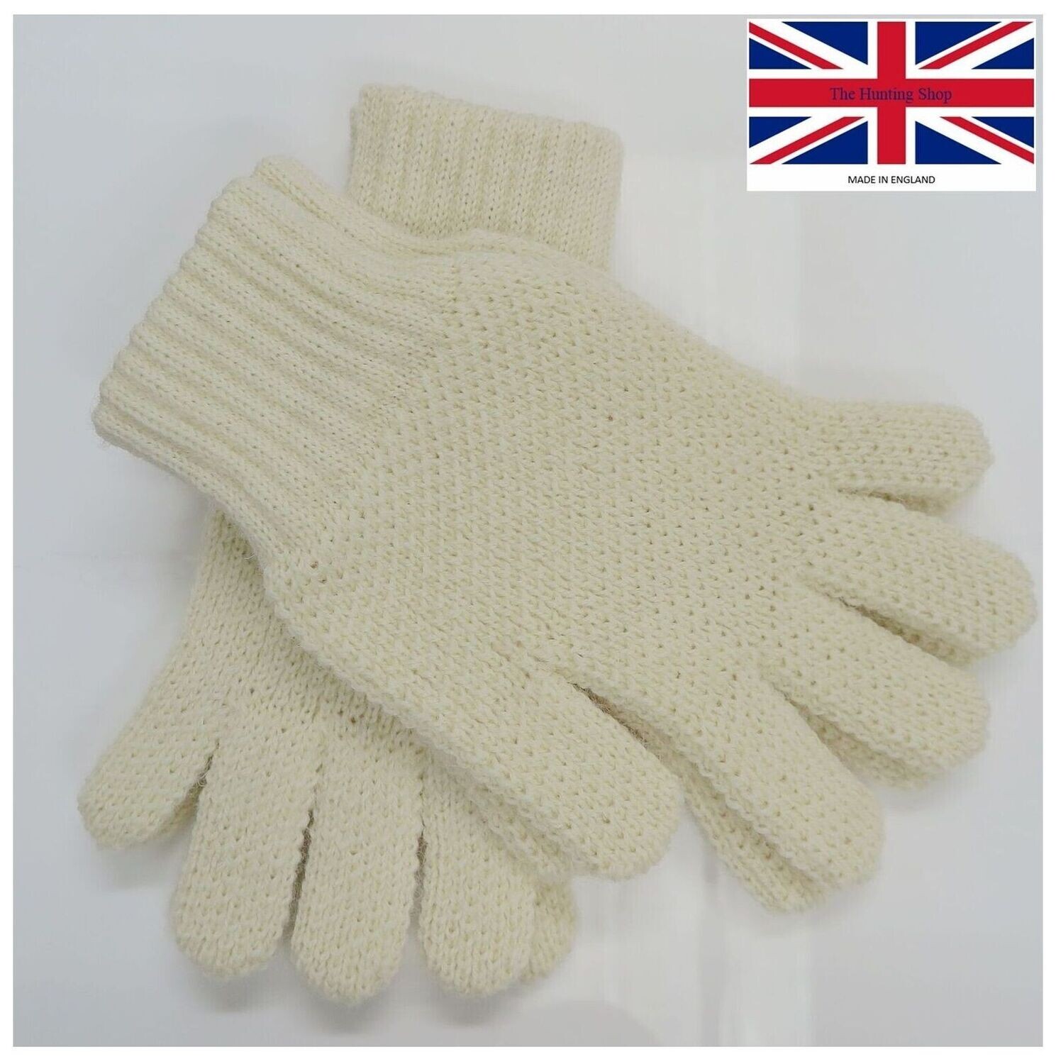 Natural Ecru, Oiled Wool Hunting Gloves