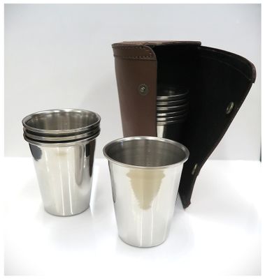 Luxury Set of 10 Numbered Stirrup Cups in Leather Case