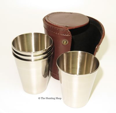 Luxury Set of 4 Stirrup Cups in Leather Case Luxury Set of 4 Stirrup Cups in Leather Case