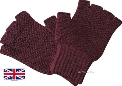Half Finger, Burgundy, Oiled Wool Hunting Gloves Half Finger, Burgundy, Oiled Wool Hunting Gloves