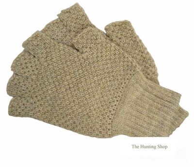 Half Finger, Biscuit, Oiled Wool Hunting Gloves
