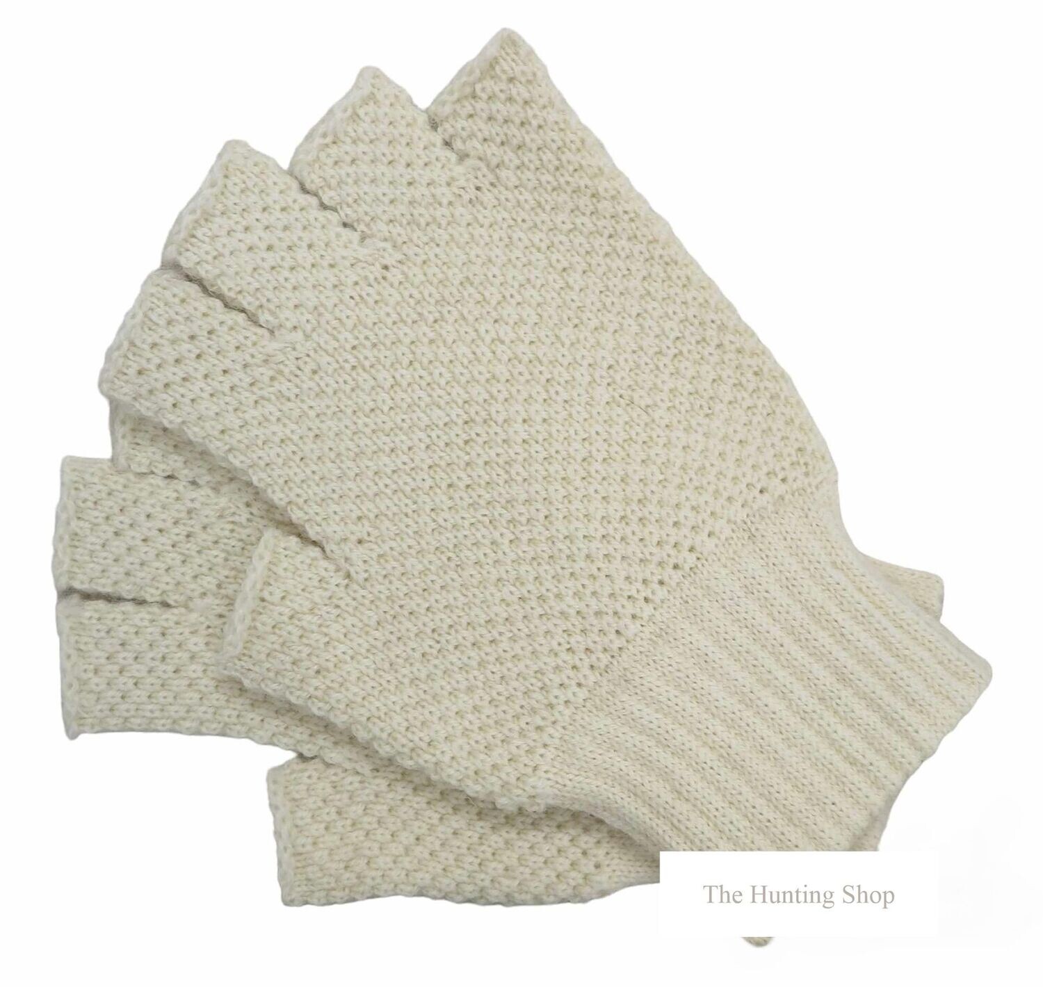 Half Finger, Natural Ecru, Oiled Wool Hunting Gloves Half Finger, Natural Ecru, Oiled Wool Hunting Gloves