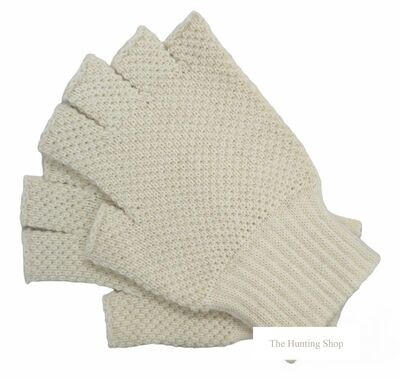 Half Finger, Natural Ecru, Oiled Wool Hunting Gloves Half Finger, Natural Ecru, Oiled Wool Hunting Gloves