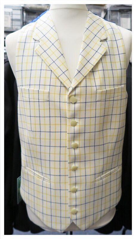 Gents 42" Blue & Gold, Tattersall Check Waistcoat