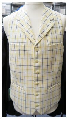 Gents 42 Gents 42" Blue & Gold, Tattersall Check Waistcoat