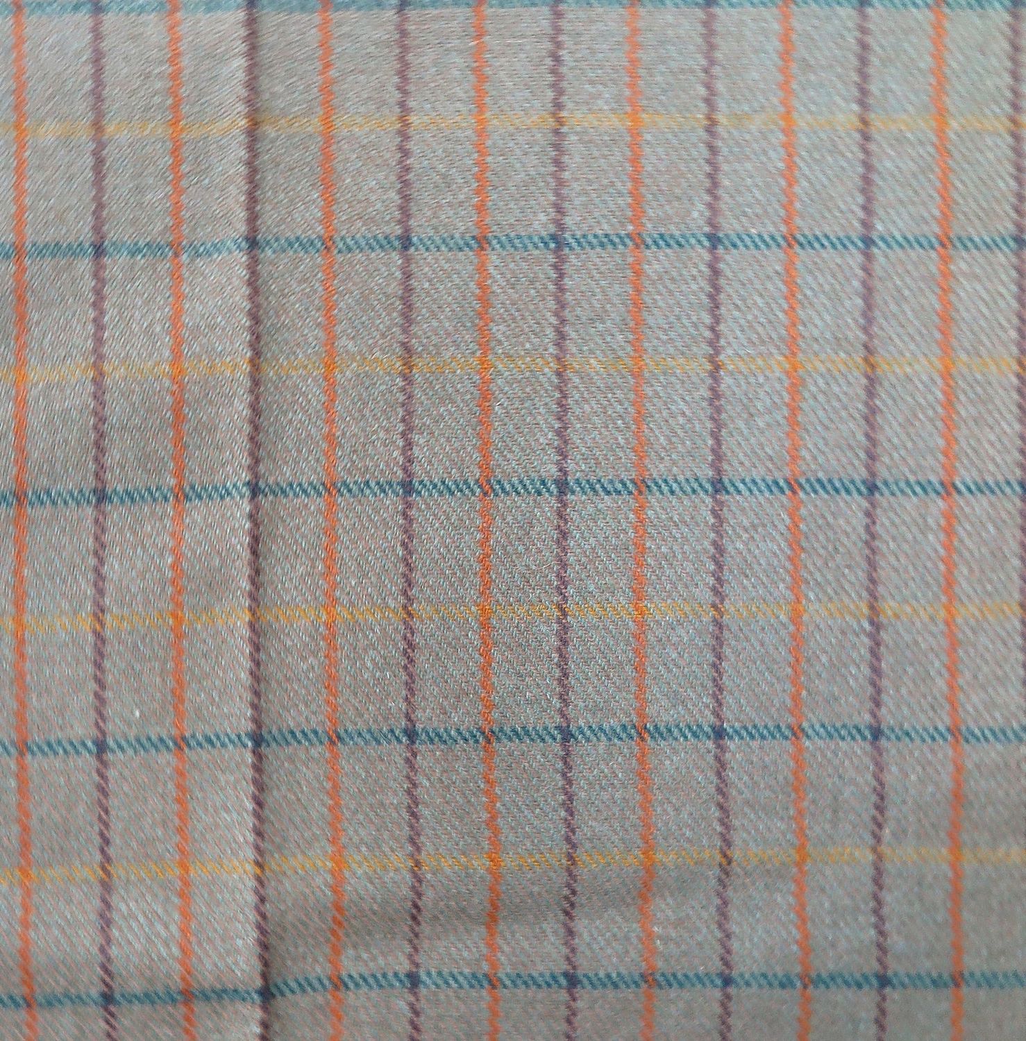 Green and Tan Cotton Tattersall Fabric