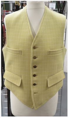 Gents 38" Lemon Tattersall Waistcoat
