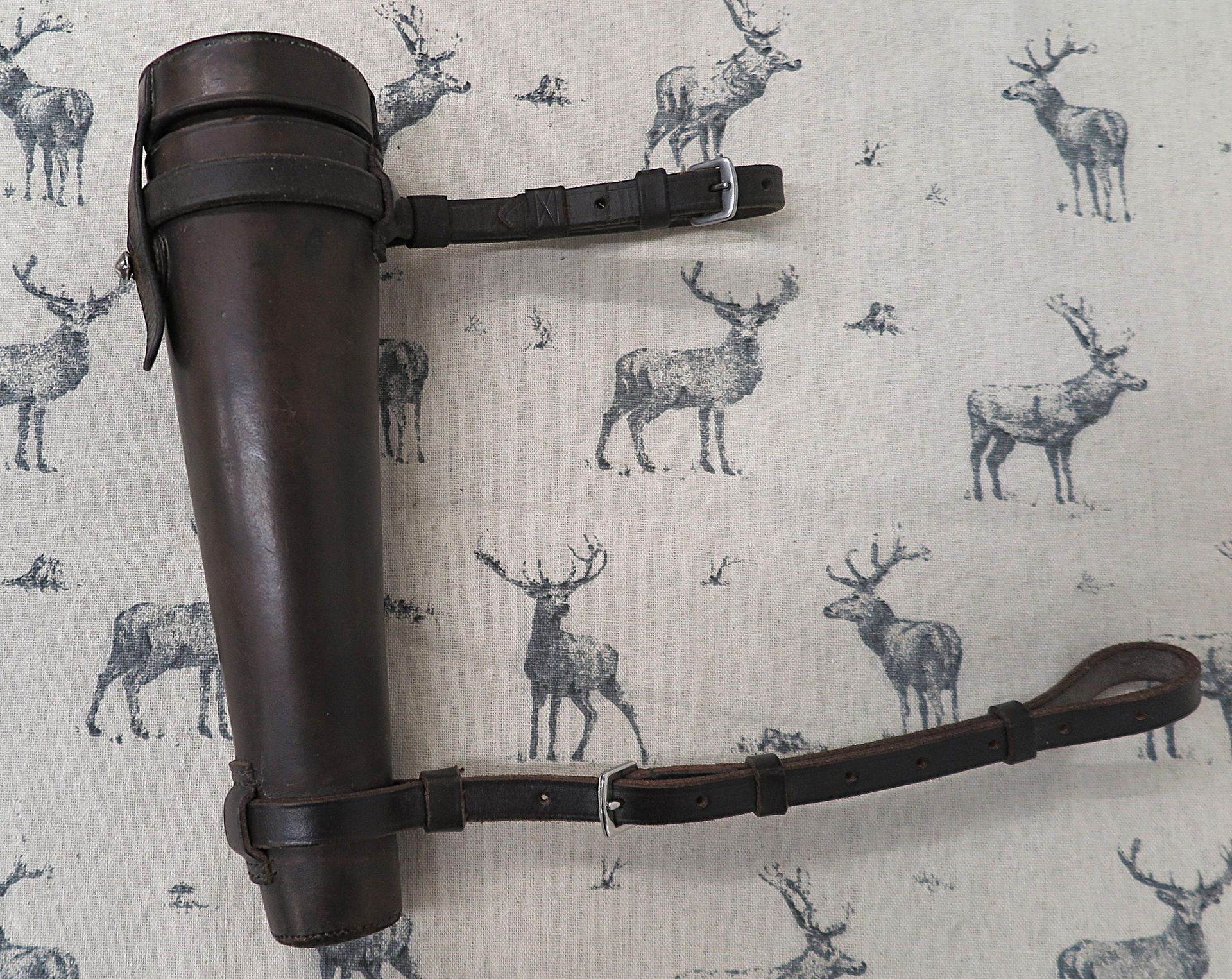 Glass Saddle Flask in Brown Leather Case