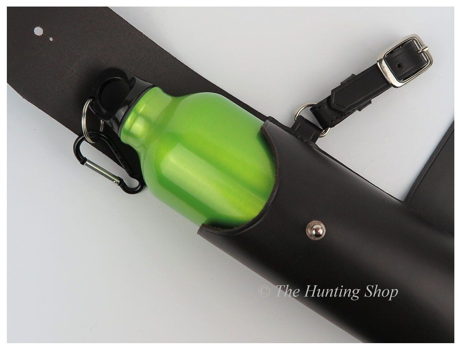 Brown English Leather Saddle Case with Flask 400ml Offside