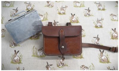 Vintage Sandwich Tin in Brown Leather Case Vintage Sandwich Tin in Brown Leather Case