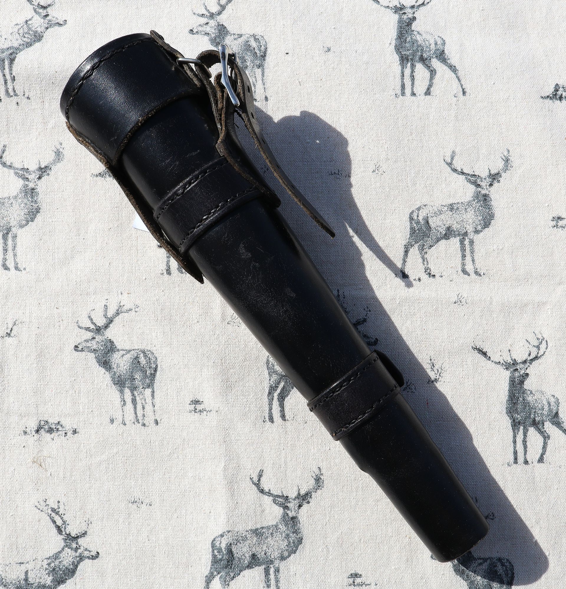 Saddle Flask in Black Leather Case