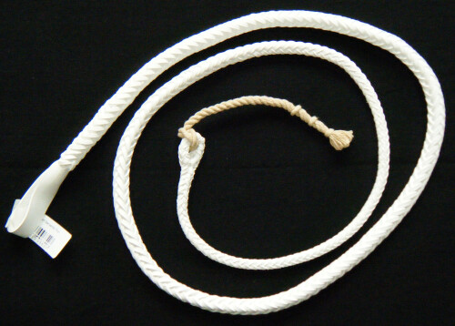 2 Yard Hunt Staff, White Leather Whip Thong
