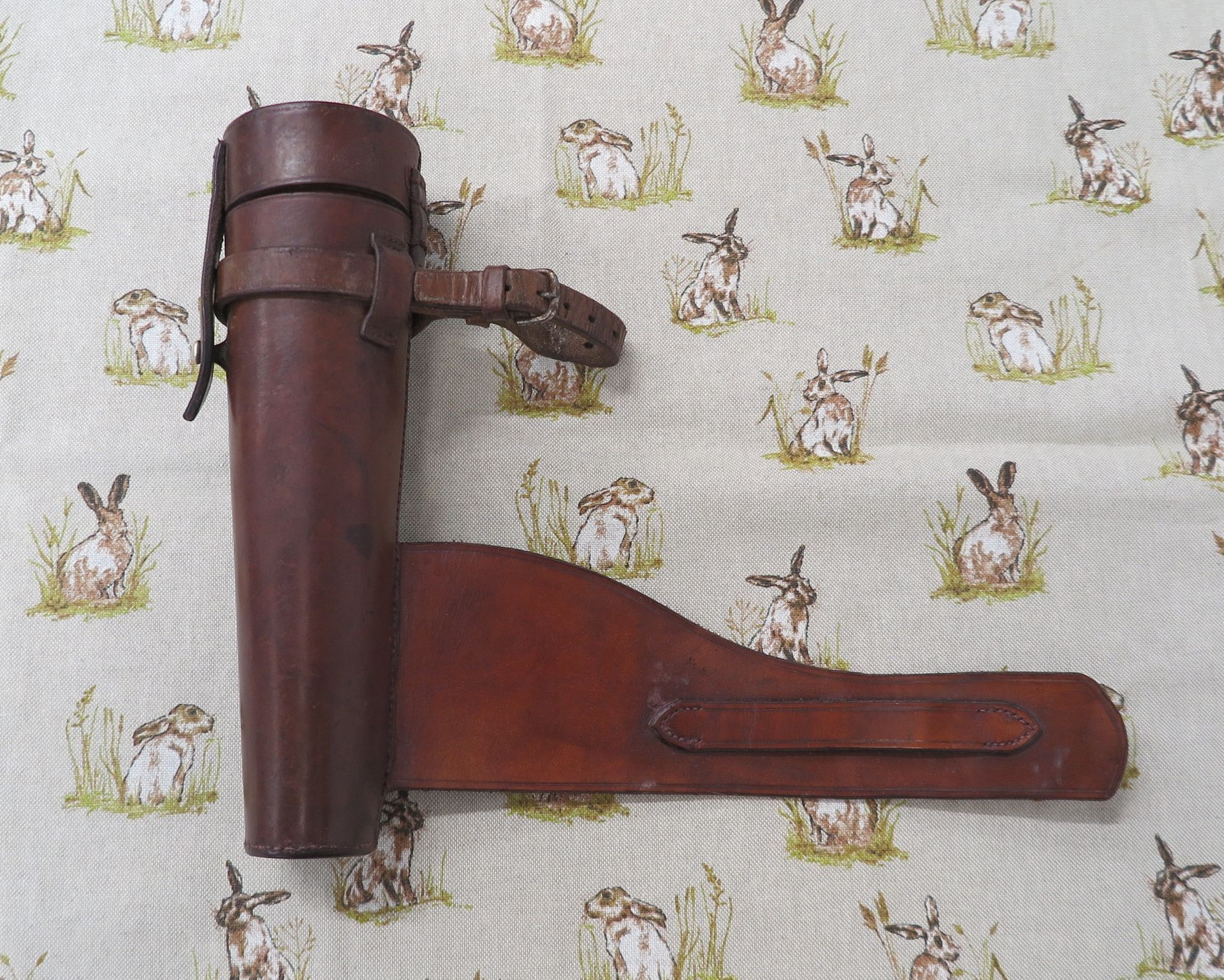 Conical Glass Flask in Brown Leather Case