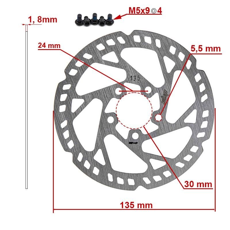 Disco freno 135mm 5H argento