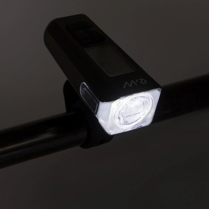 Luce LED frontale ricaricabile EWL011 con display di velocità, temperatura, ora e km - Nero