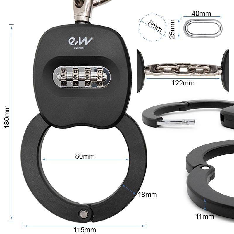 Lucchetto a chiave EWLK010 a manette - Nero