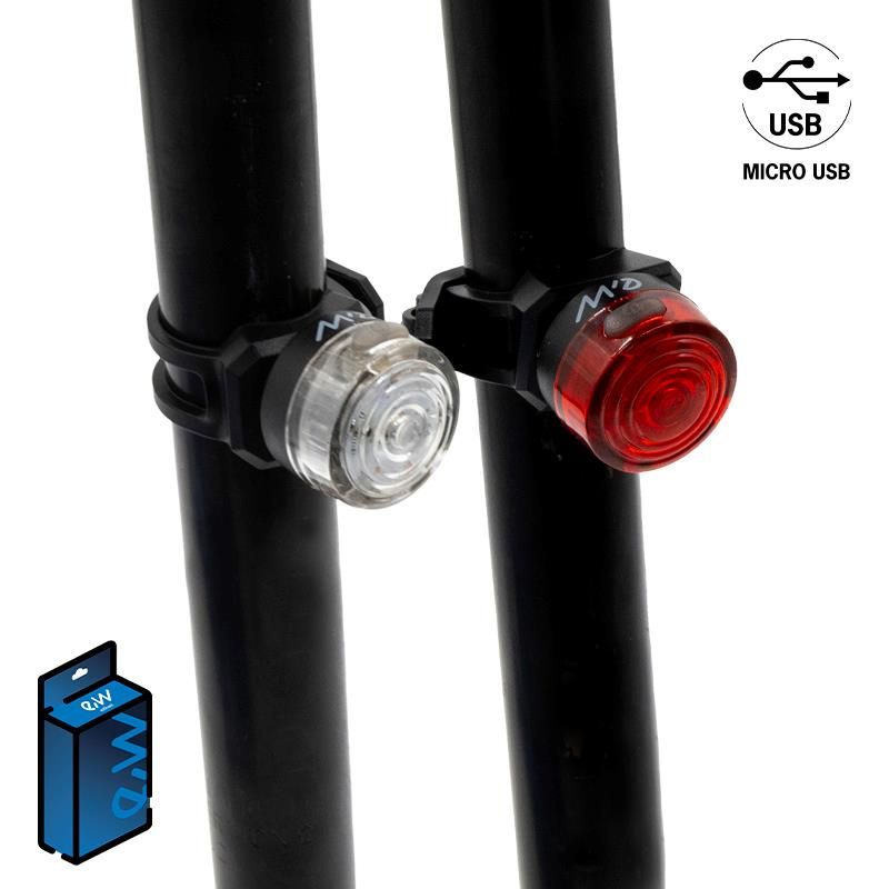 Set di luci LED anteriori e posteriori ricaricabili EWL001 - Blanco/rojo