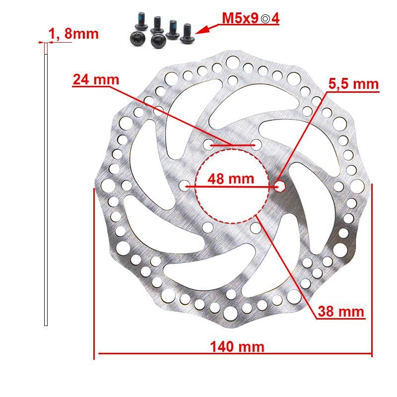 Disco freno R6,2 140mm 6H argento - 48mm - Plata