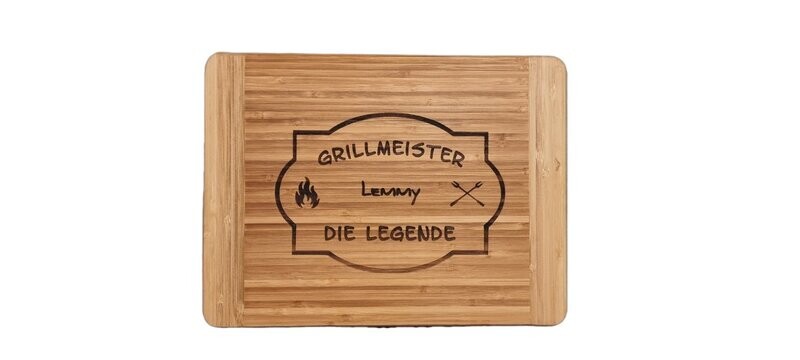 Bambus-Schneidbrett Grillmeister mit Wunschnamen