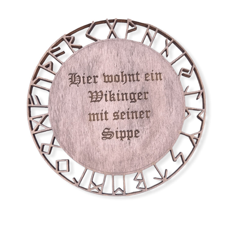 Türschild Loop "Hier wohnt ein Wikinger" Runen
