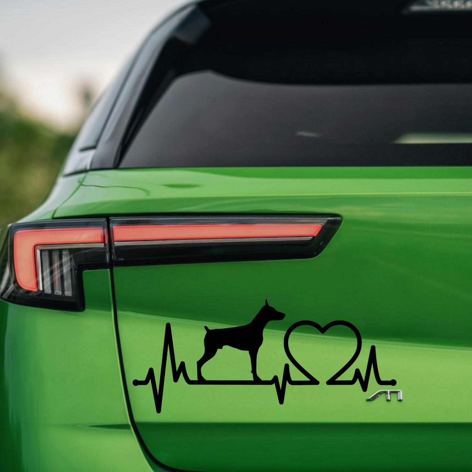 Aufkleber Dobermann Herzschlag