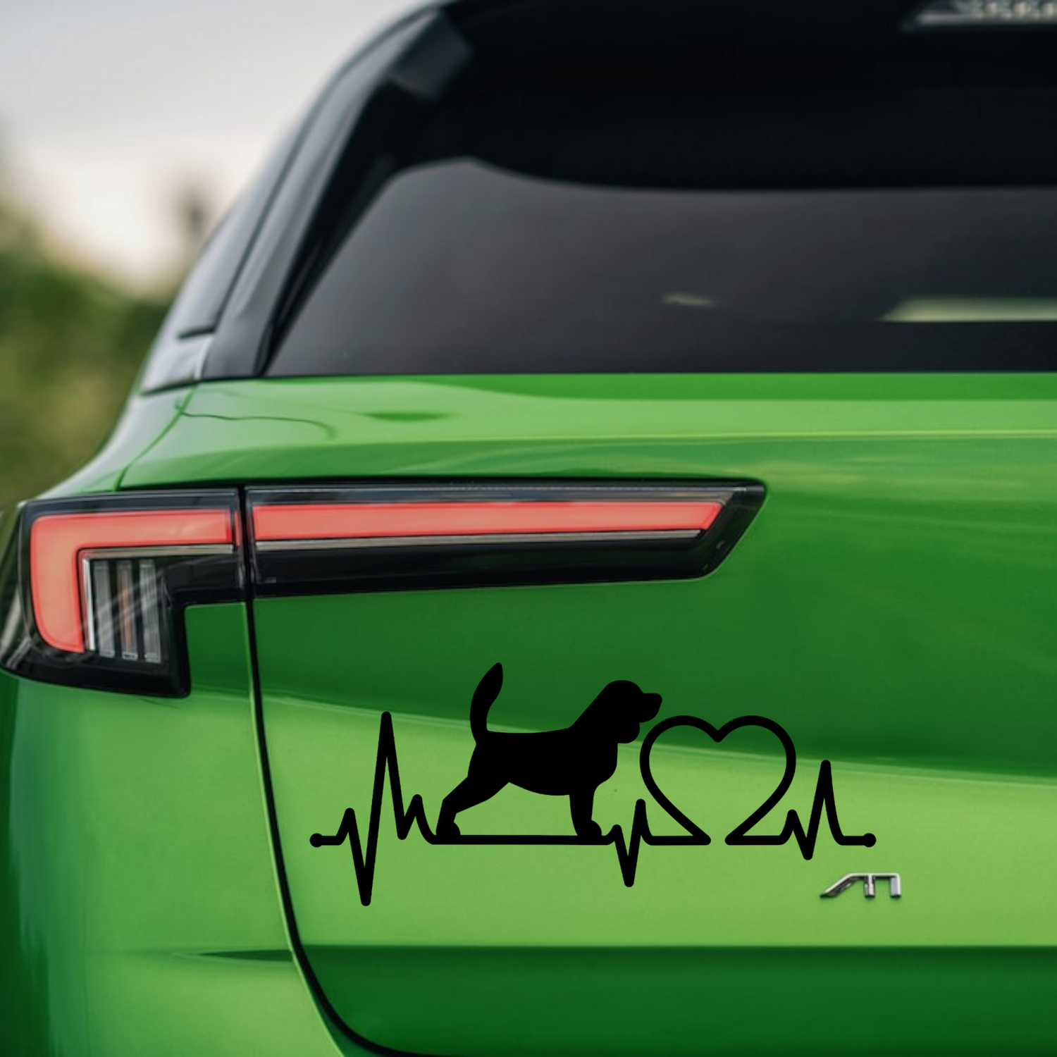 Aufkleber Beagle Herzschlag