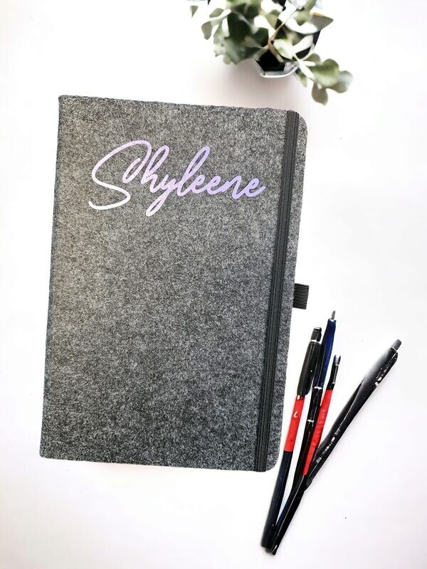 Personalisiertes Filz Notizbuch Tagebuch aus RPET