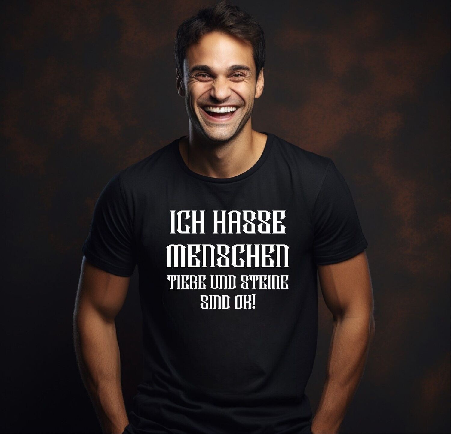 T-SHIRT ICH HASSE MENSCHEN TIERE UND STEINE SIND OK! FUNSHIRT