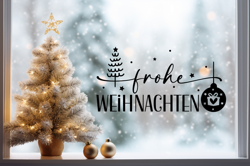 Fensteraufkleber Frohe Weihnachten Baumkugel