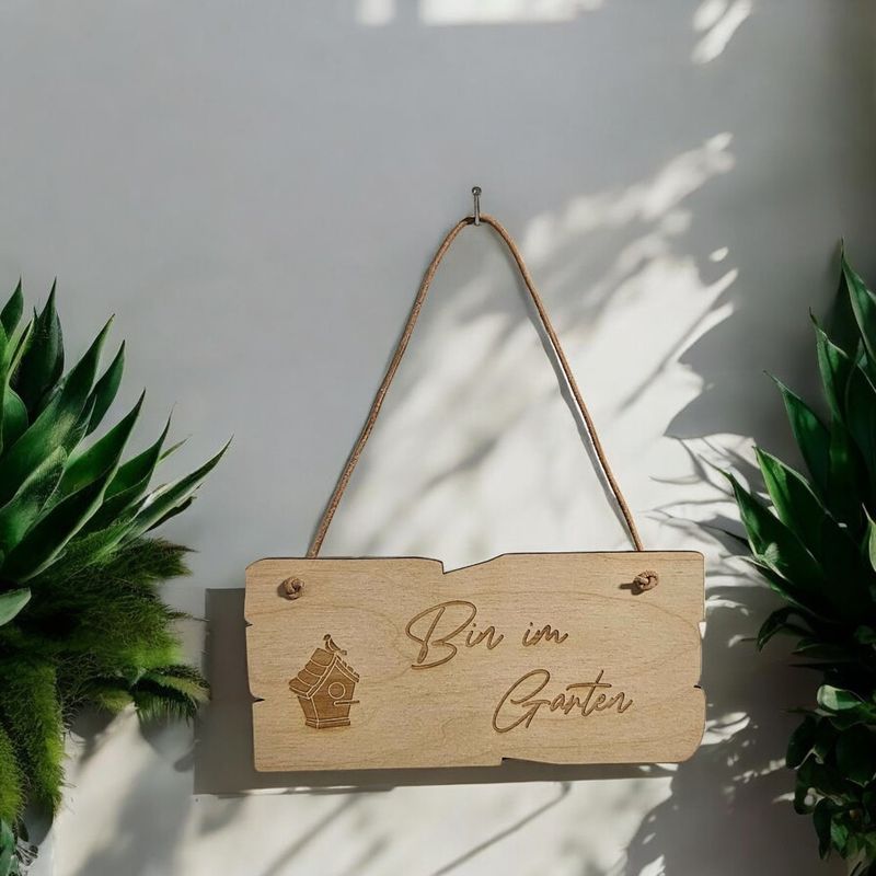Holzschild BIN IM GARTEN