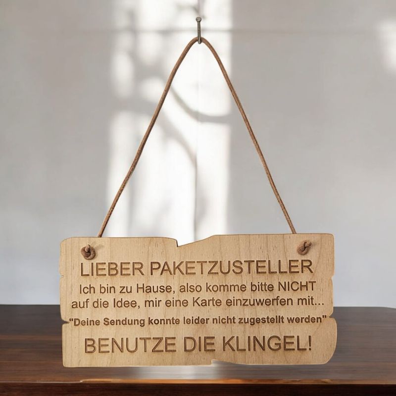 Holzschild LIEBER PAKETZUSTELLER....