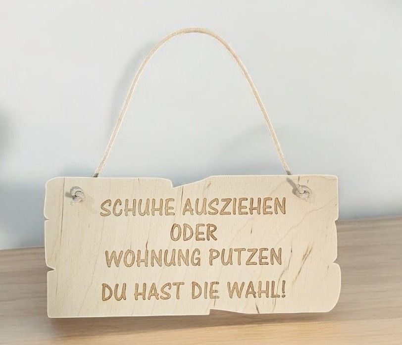 Holzschild SCHUHE AUSZIEHEN ODER WOHNUNG PUTZEN