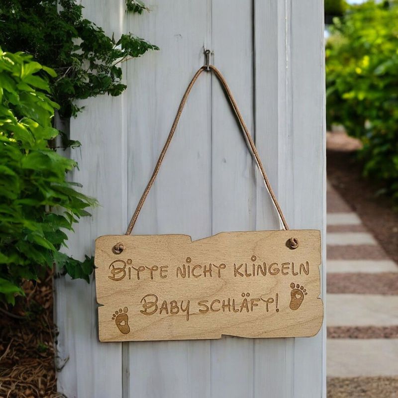 Holzschild BITTE NICHT KLINGELN BABY SCHLÄFT