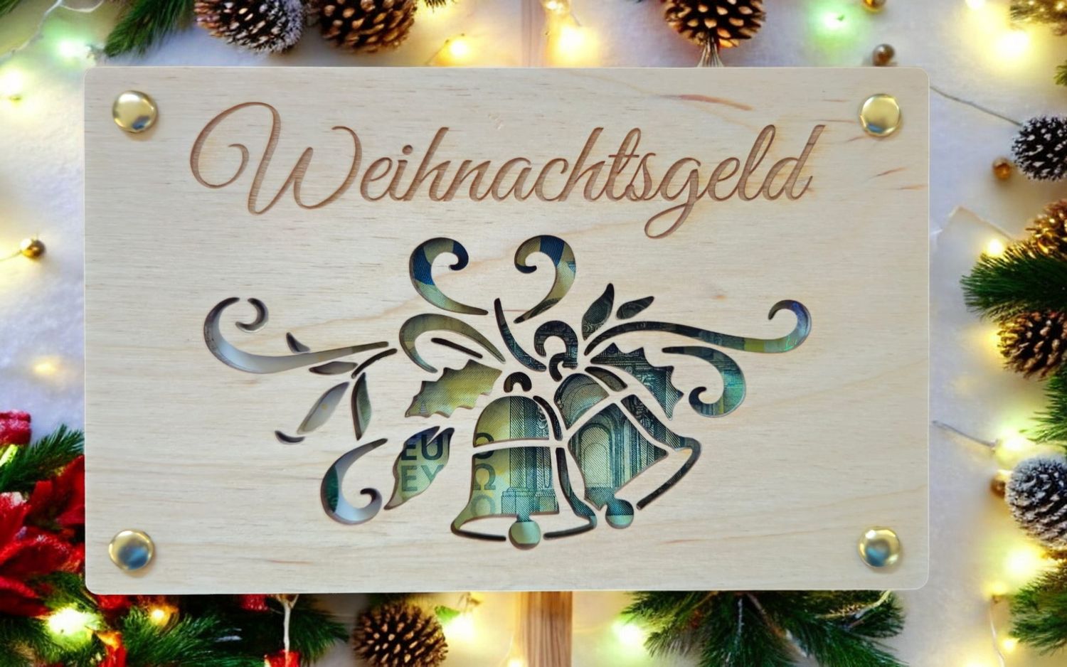 Geschenkkarte aus Holz Glocken