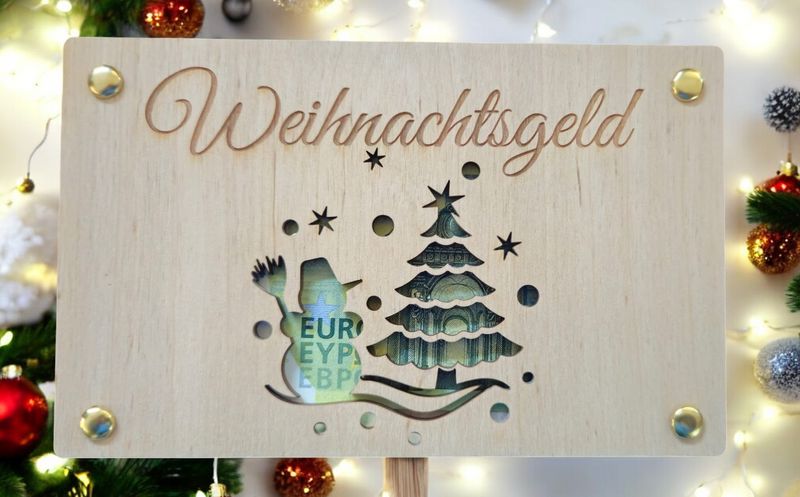 Geschenkkarte aus Holz Schneemann Baum Geschenkkarte aus Holz Schneemann Baum