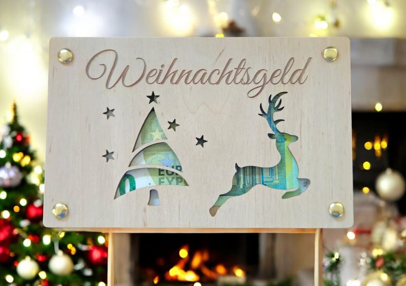 Geschenkkarte aus Holz Baum Rentier