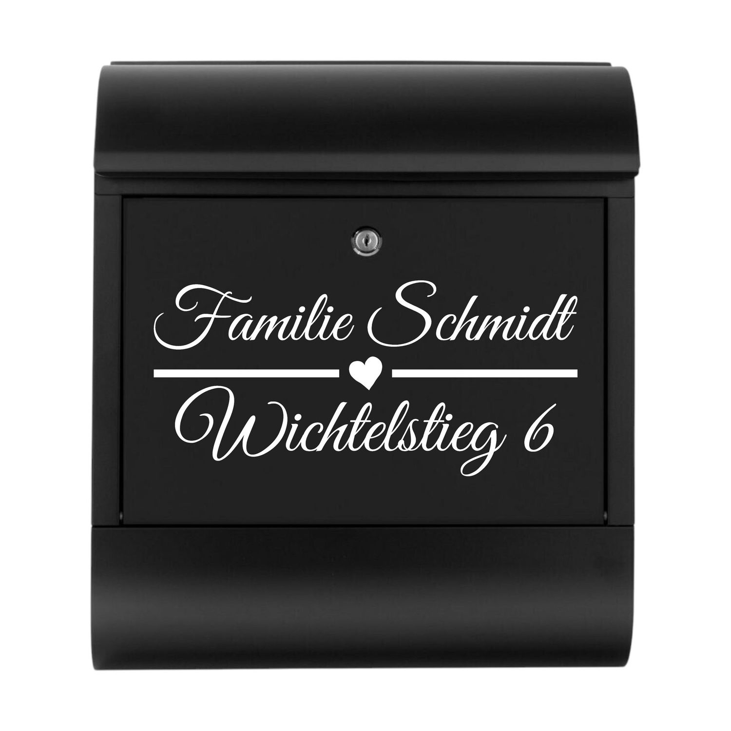 Briefkastenbeschriftung Name Herzlinie Strasse