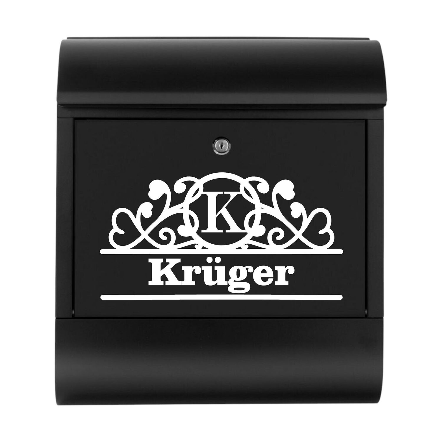 Briefkastenbeschriftung  Name mit Monogramm