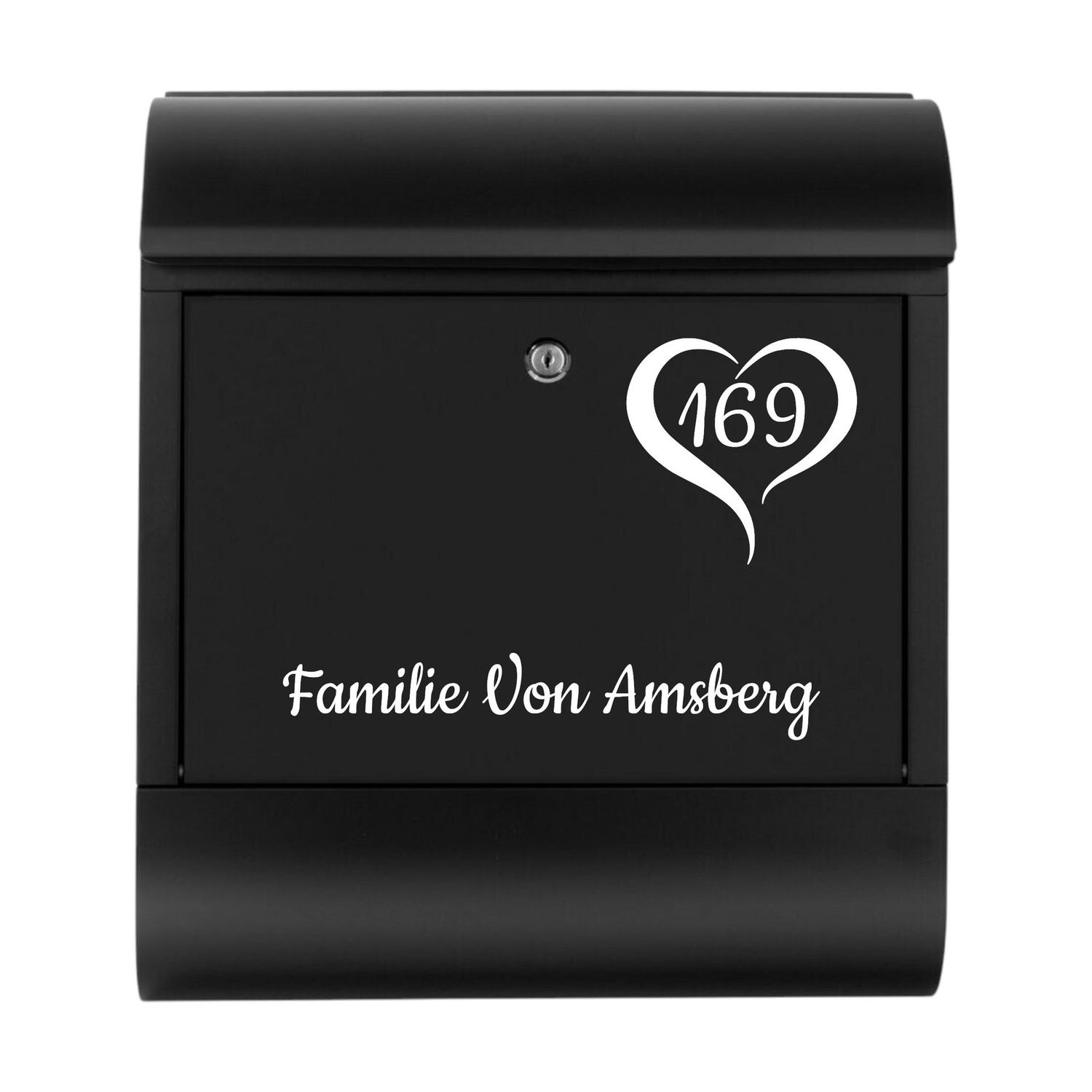Briefkastenbeschriftung Herz Hausnummer Name
