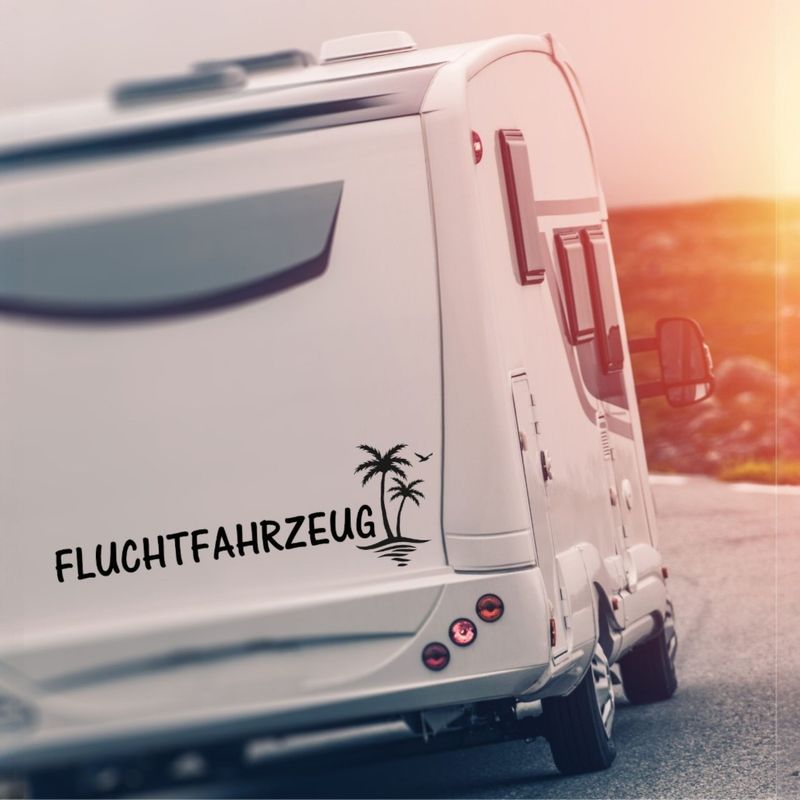 Aufkleber Wohnwagen Wohnmobil Fluchtfahrzeug