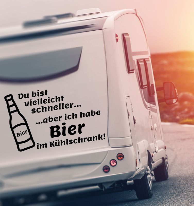 Aufkleber DU BIST VIELLEICHT SCHNELLER ABER ICH HABE BIER IM KÜHLSCHRANK