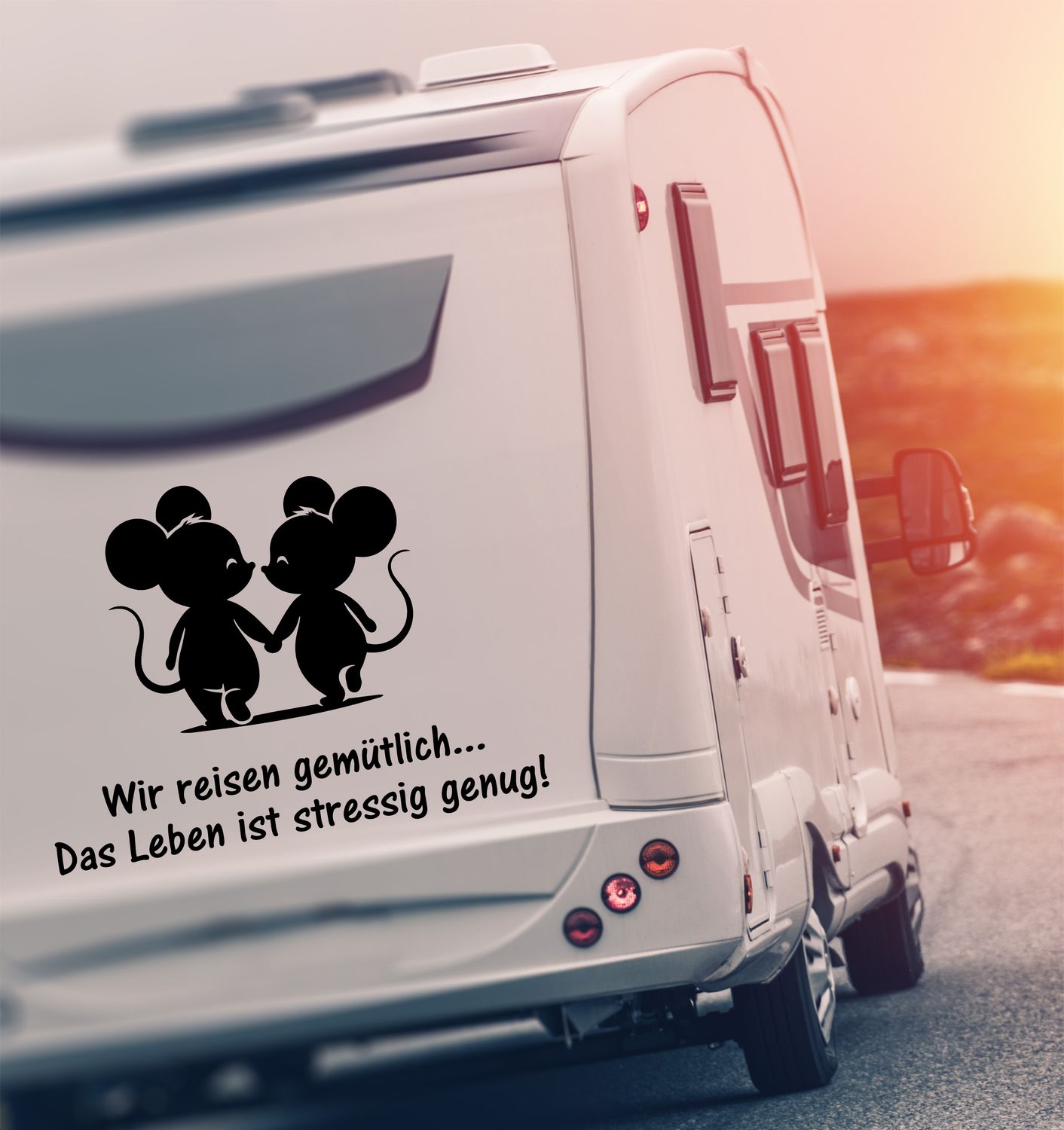 Aufkleber Wir reisen gemütlich... das Leben ist stressig genug Mäuse