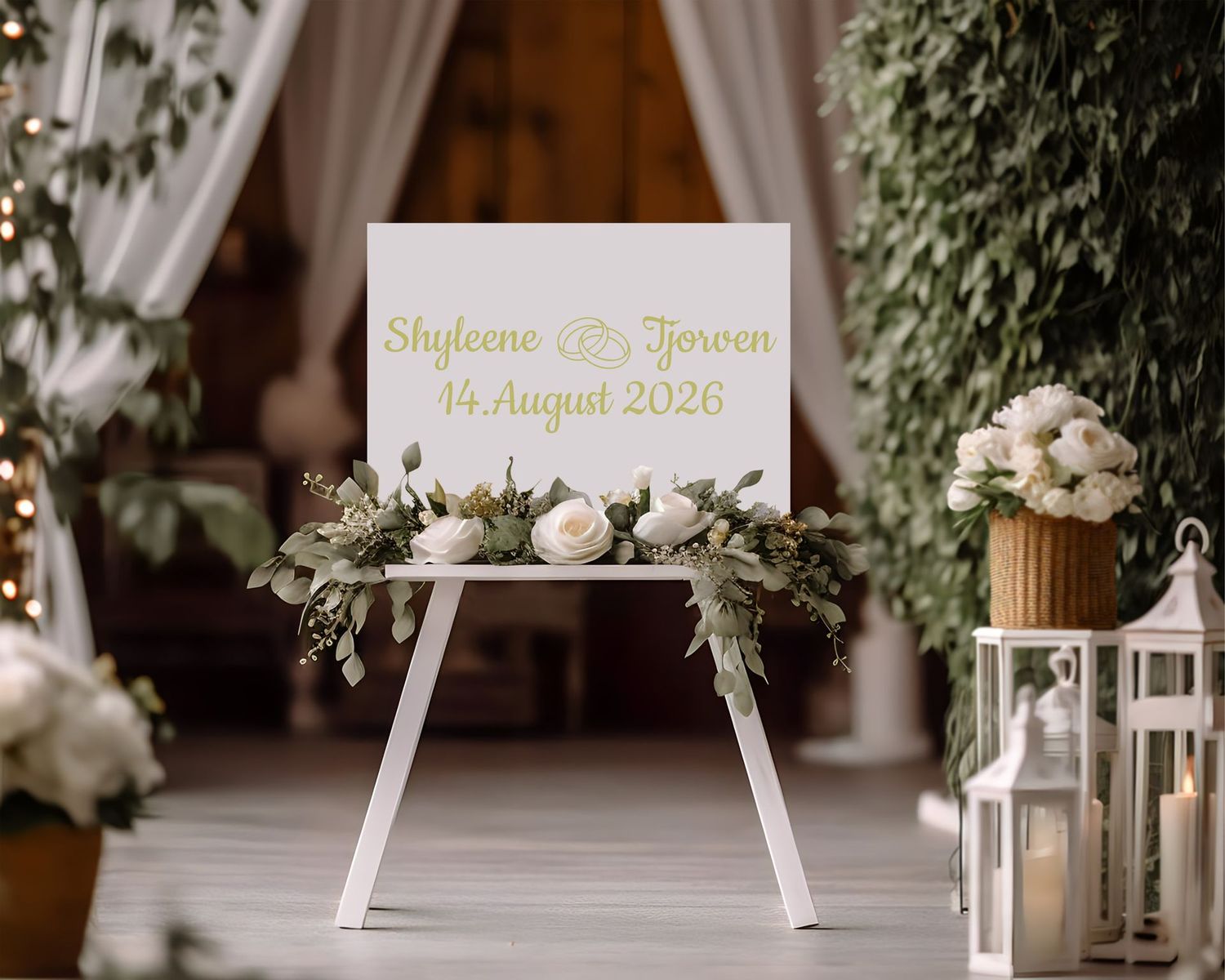 Personalisierter Aufkleber für Hochzeitsschilder Empfangstafel Willkommensschild