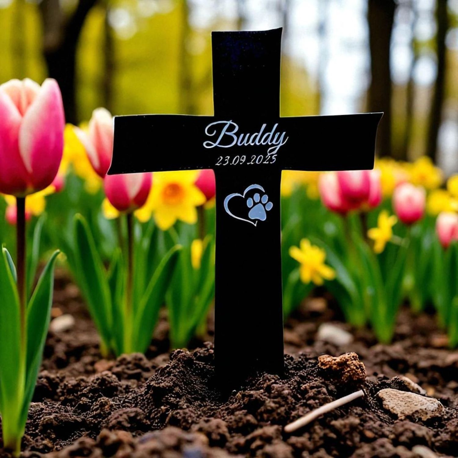 Personalisiertes Grabkreuz für deine Fellnase aus Acryl