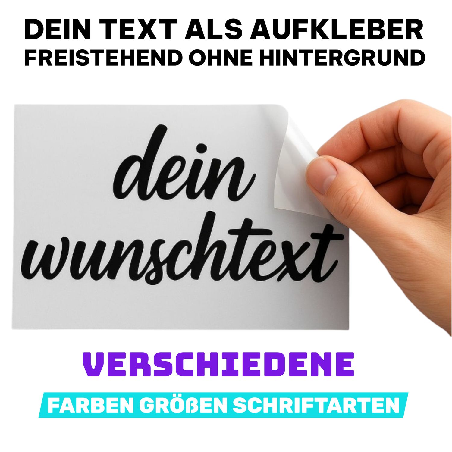 Wunschtext Aufkleber, Individuell Gestaltbar