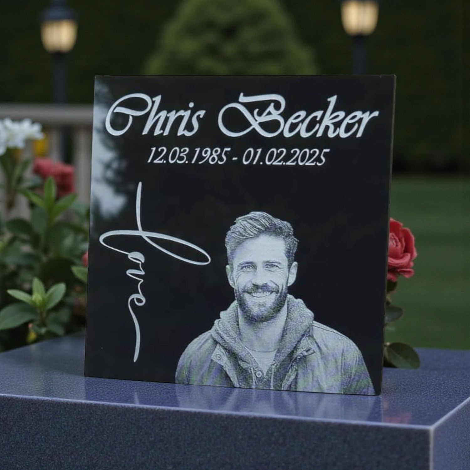 Grabplatte Gedenkplatte Acryl Schwarz Hochglanz Grabplatte Gedenkplatte Acryl Schwarz Hochglanz