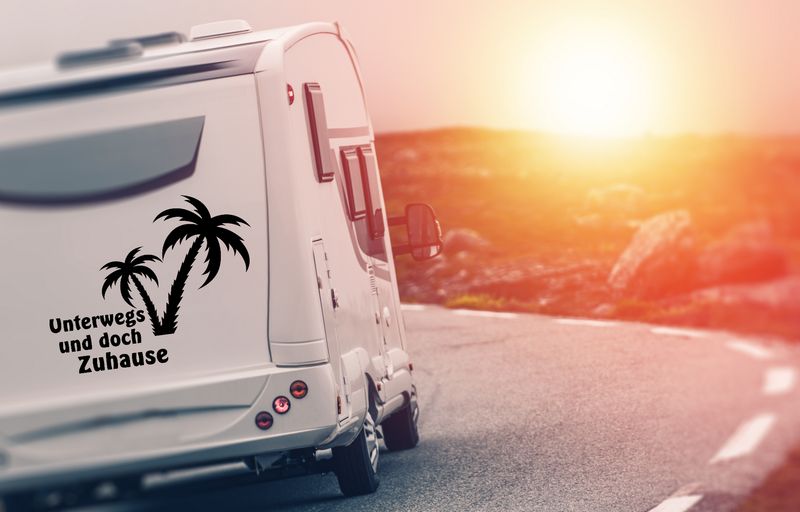 Aufkleber Unterwegs und doch Zuhause