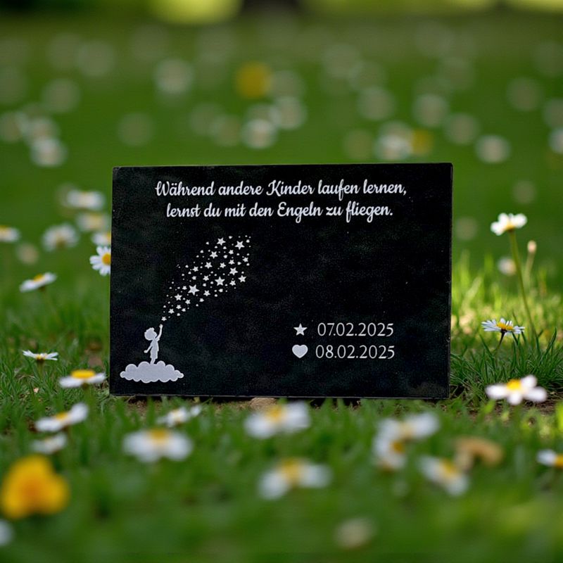 Gedenkplatte für Sternenkinder Junge Sterne aus 5mm Hochglanzacryl