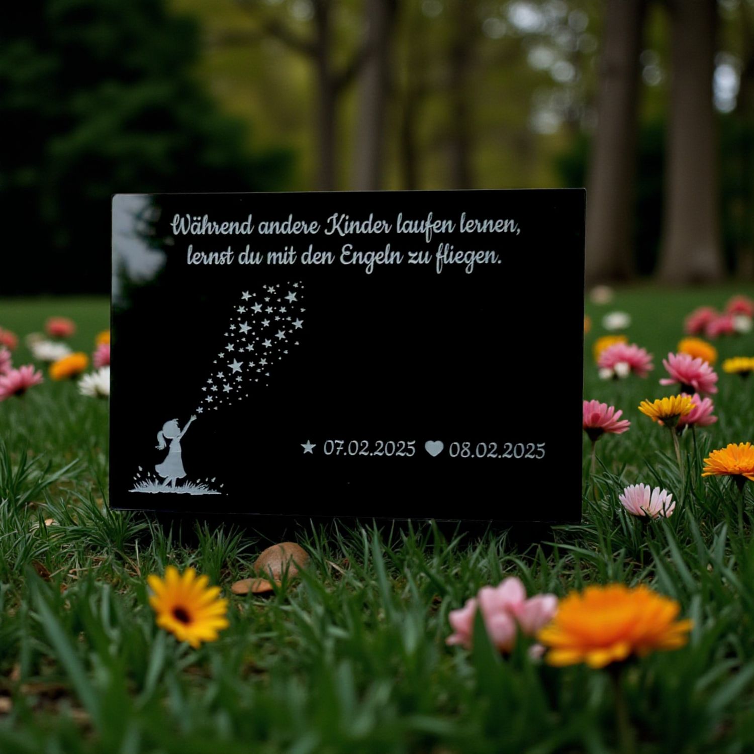 Gedenkplatte für Sternenkinder Mädchen Sterne aus 5mm Hochglanzacryl Gedenkplatte für Sternenkinder Mädchen Sterne aus 5mm Hochglanzacryl