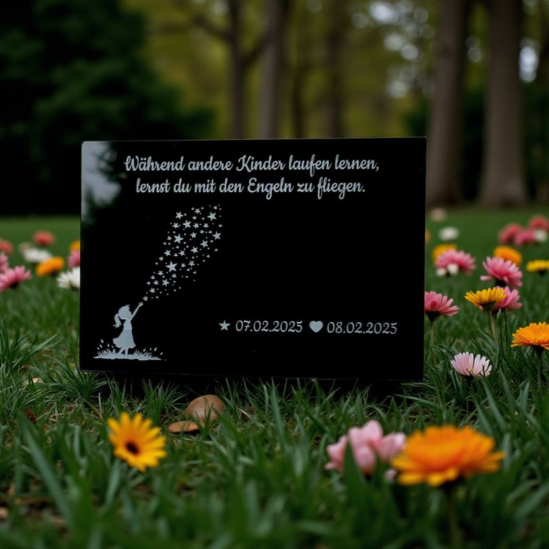 Gedenkplatte für Sternenkinder Mädchen Sterne aus 5mm Hochglanzacryl